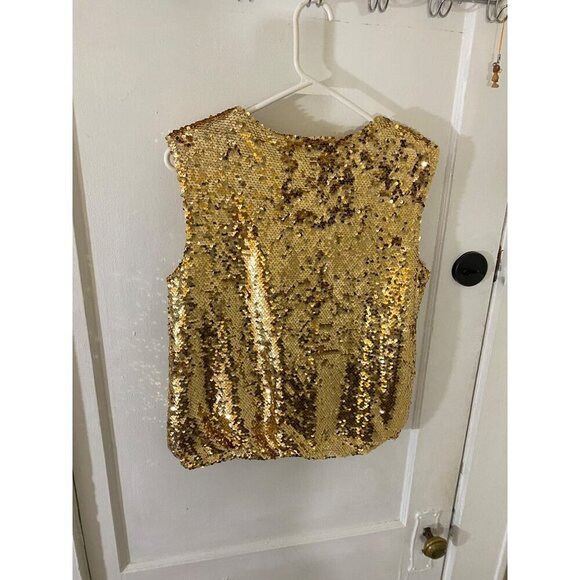 NWT Marc New York Women's Gold Sequin Sleeveless Blouse Top - Small - Picture 4 of 11